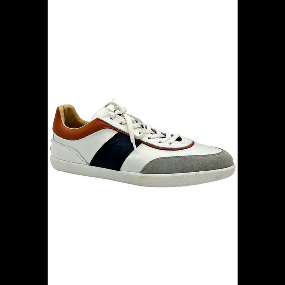 Tod's Men's Multi Cassetta Lace Up Sneakers White Black Orange - Medium